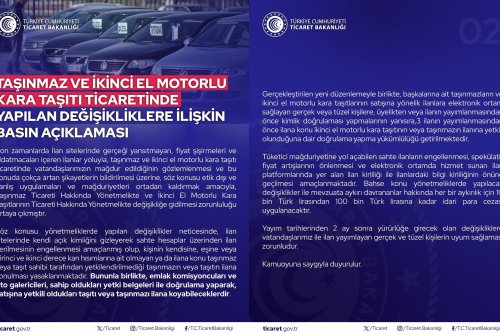İ̇ki̇nci̇el Motorlu Kara Taşıtı Ti̇careti̇nde Yapılan Deği̇şi̇kli̇klere İ̇li̇şki̇n Basın Açıklaması